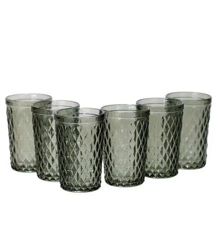 Jogo de Copos Vidro Bico de Abacaxi Fume 6pcs Útil Bazar 370ml