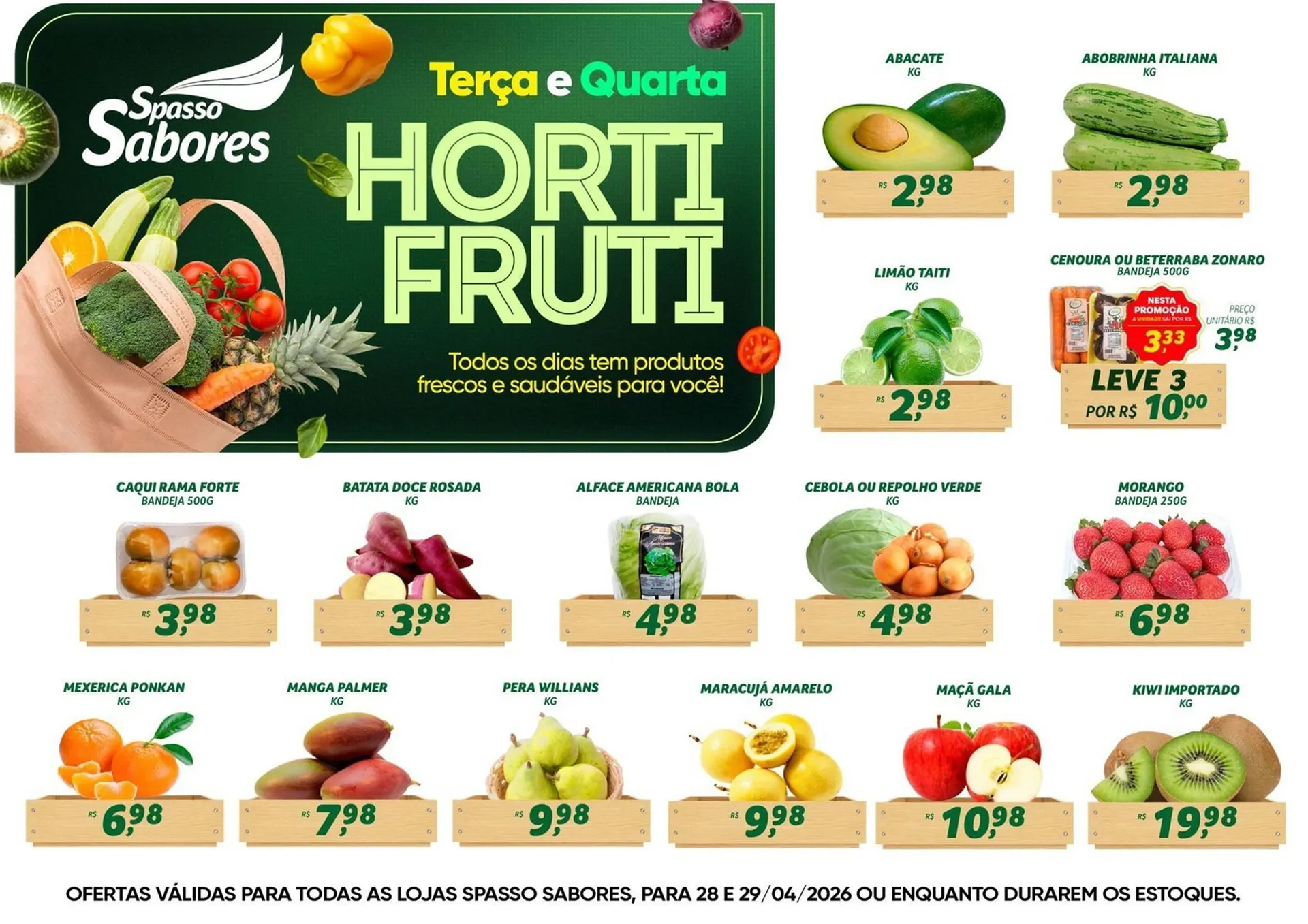 Encarte de Folheto Spasso Sabores 28 de abril até 29 de abril 2026 - Pagina 1