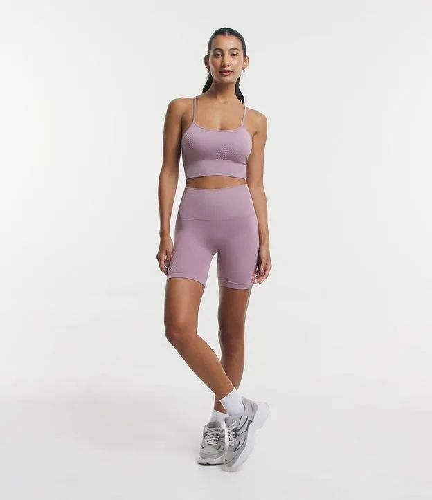 Bermuda Esportiva Sem Costura Texturizada Rosa