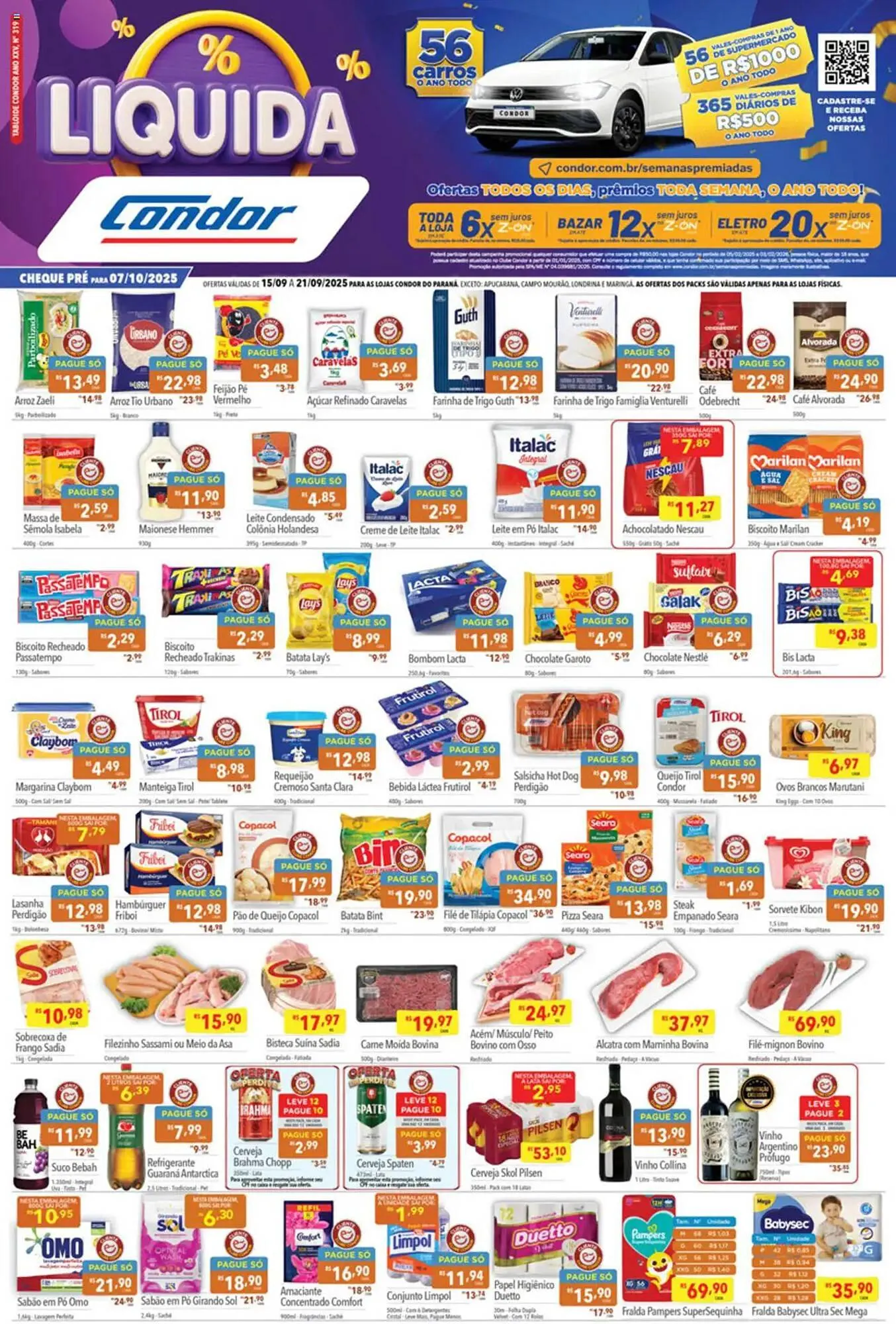 Encarte de Catálogo Supermercados Condor 15 de setembro até 22 de setembro 2025 - Pagina 1