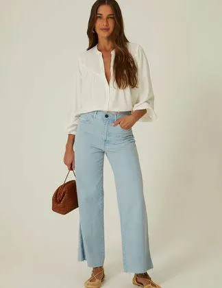 Calça Sarja Wide Leg Color