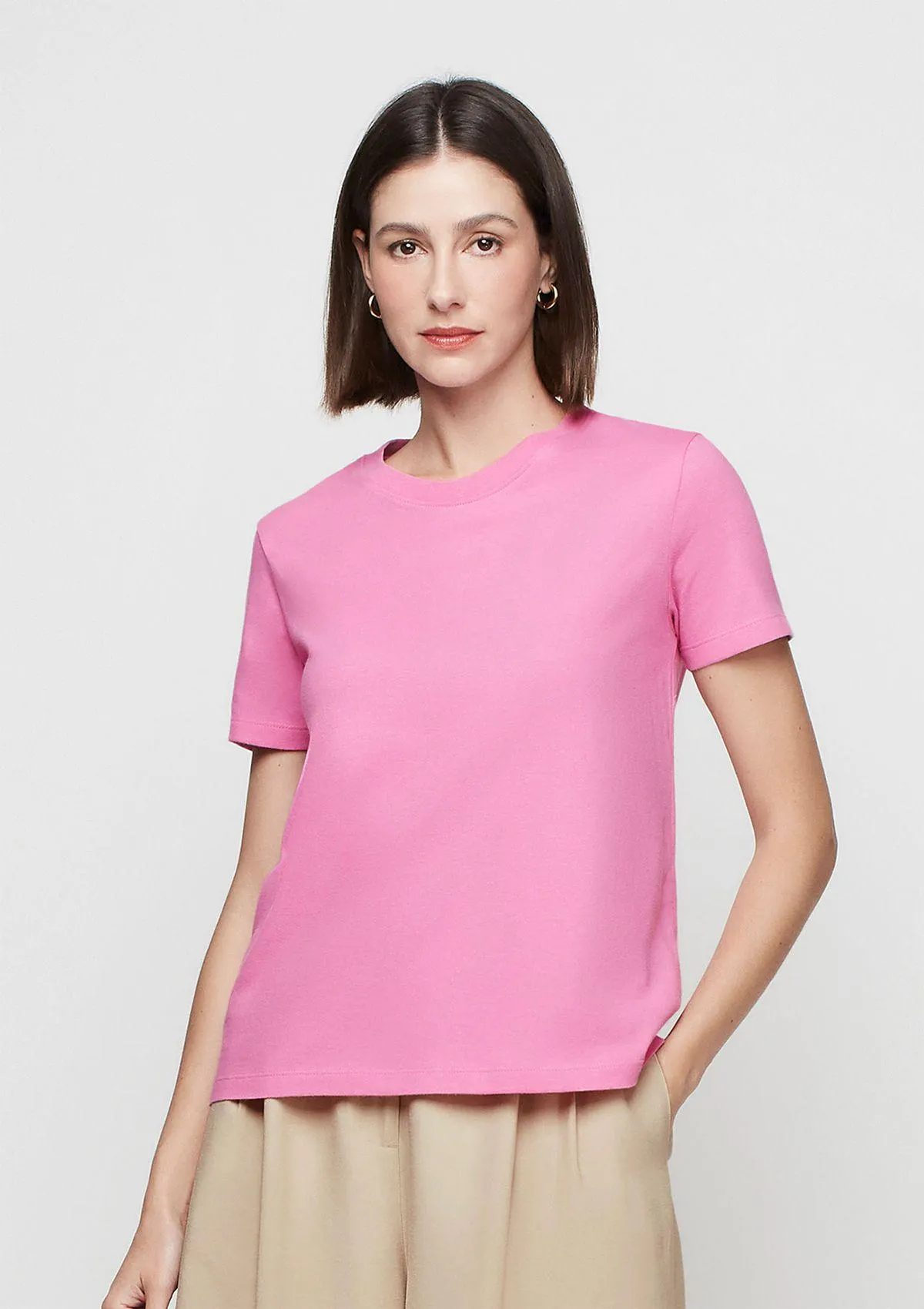 Blusa Reta Decote Redondo - Rosa
