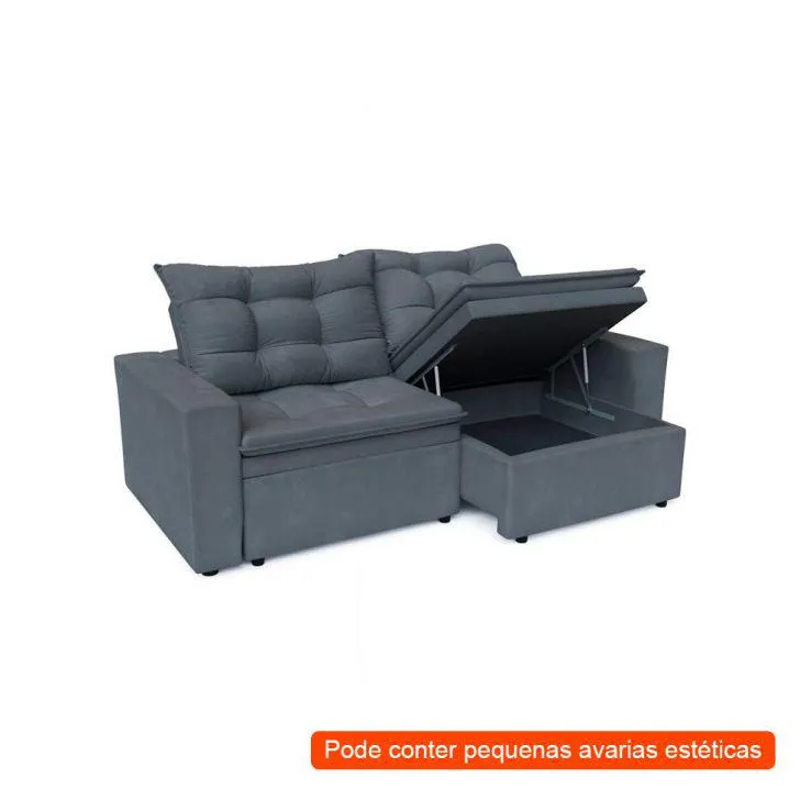 [OUTLET] Sofá 3 Lugares 180 cm Retrátil e Reclinável Igor Suede Cinza