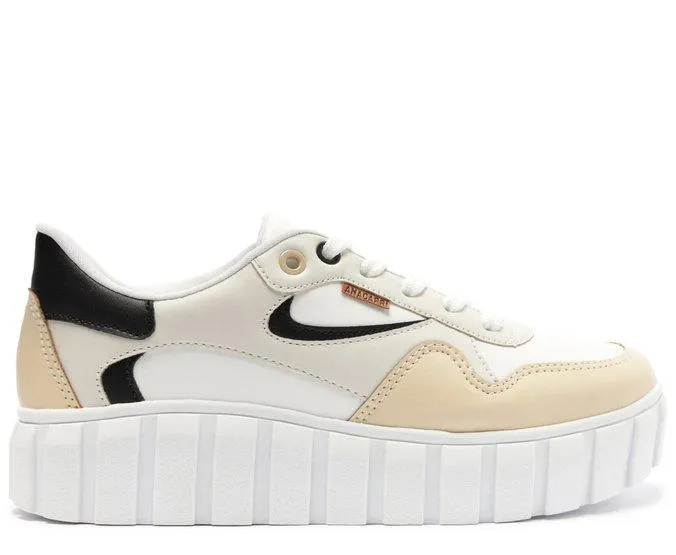 Tênis de Amarrar Sola Detalhada Branco e Preto