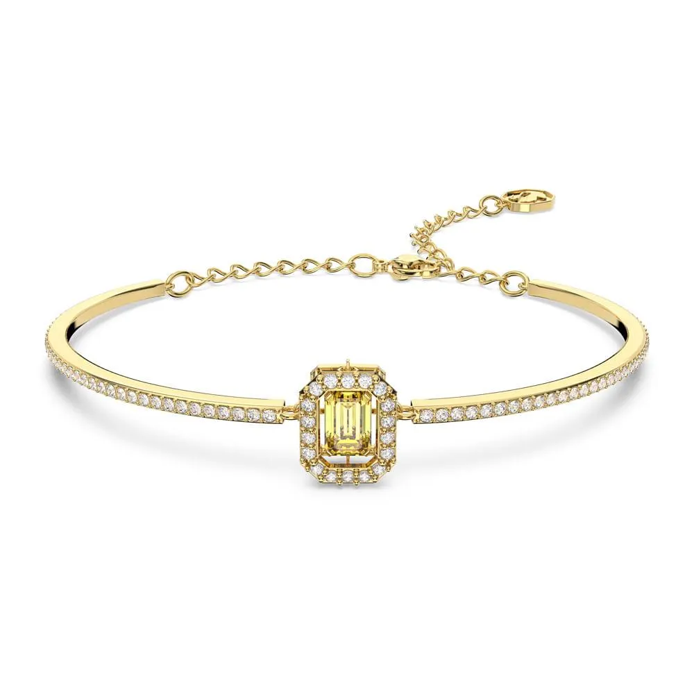 Bracelete Millenia, Lapidação octogonal, Amarelo, Banhado a dourado