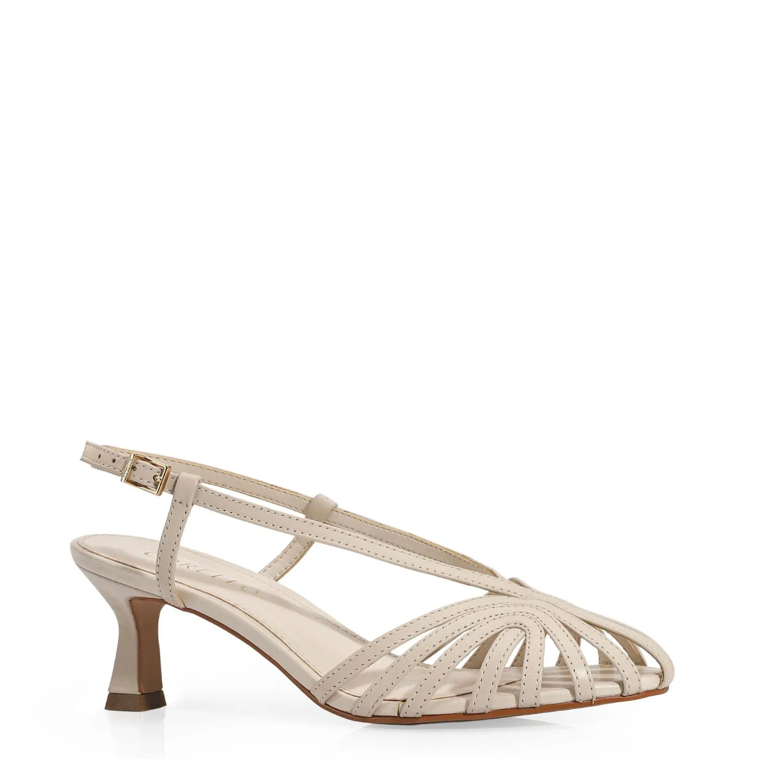 Scarpin Slingback Couro Off Wihte