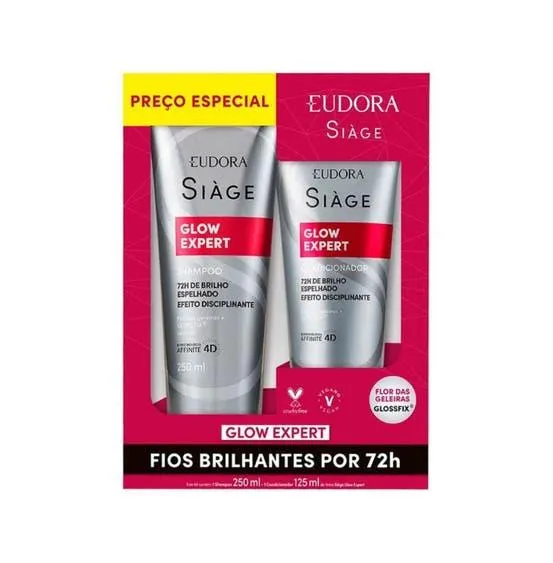Kit Shampoo 250ml + Condicionador 125ml Siàge Glow Expert