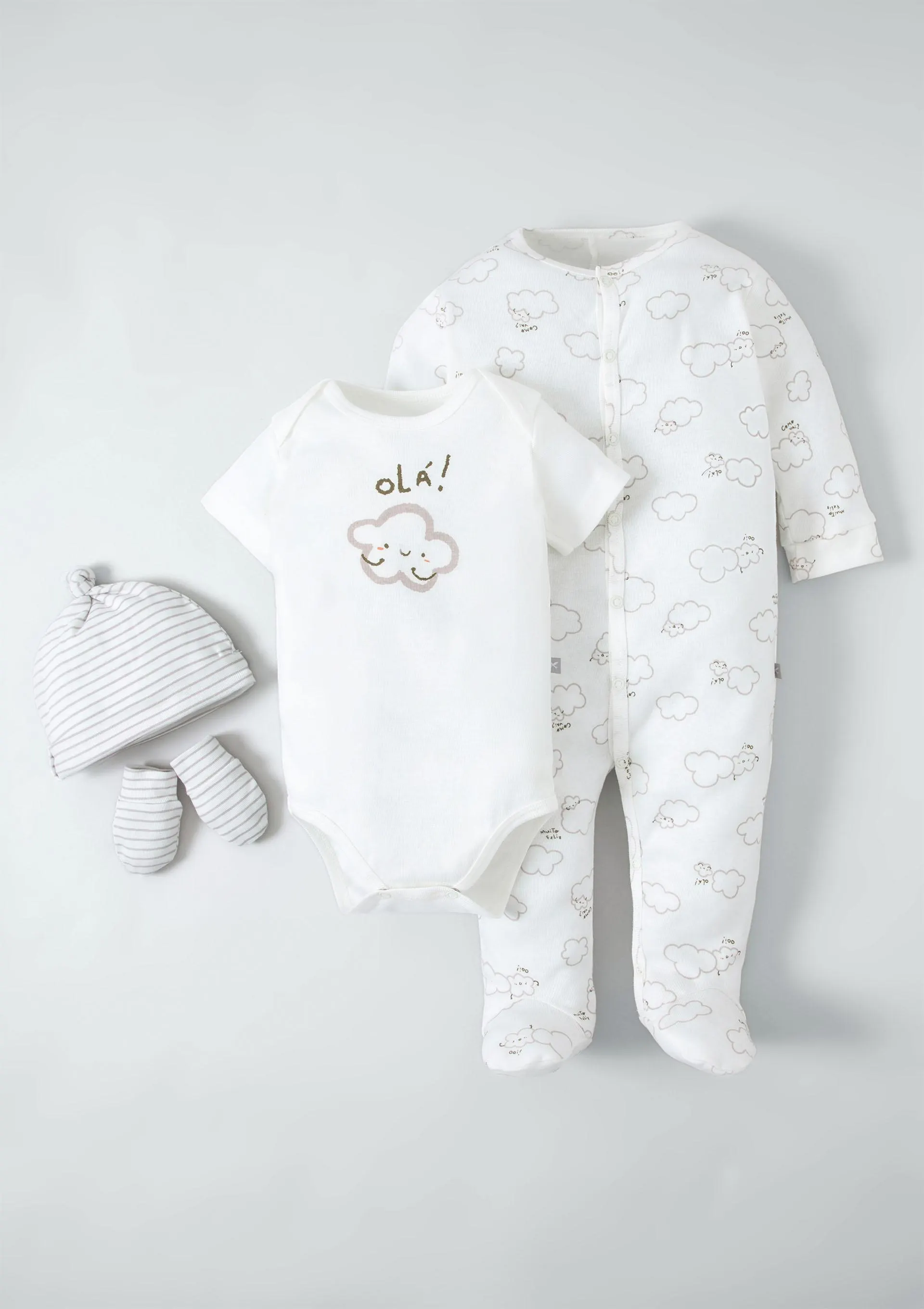 Kit Bebê Unissex My First Hering Em Algodão Orgânico - Off White