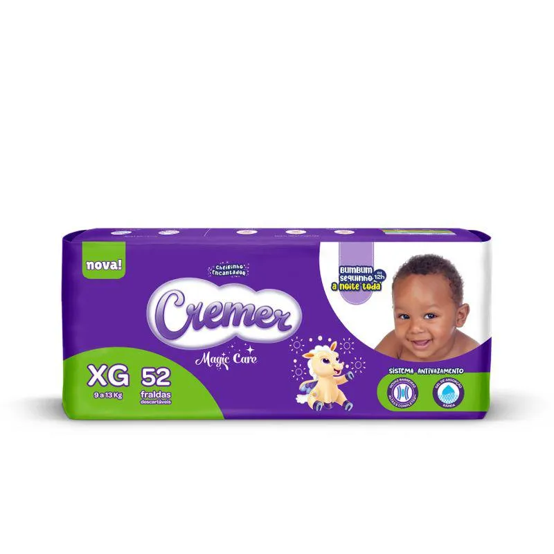 Fralda Cremer Baby Hiper Proteção Até Noite E Dia Tamanho Xg Com 52 Unidades