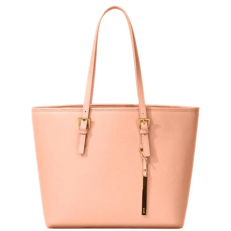 Bolsa shopper universitária lisa risco bege baked