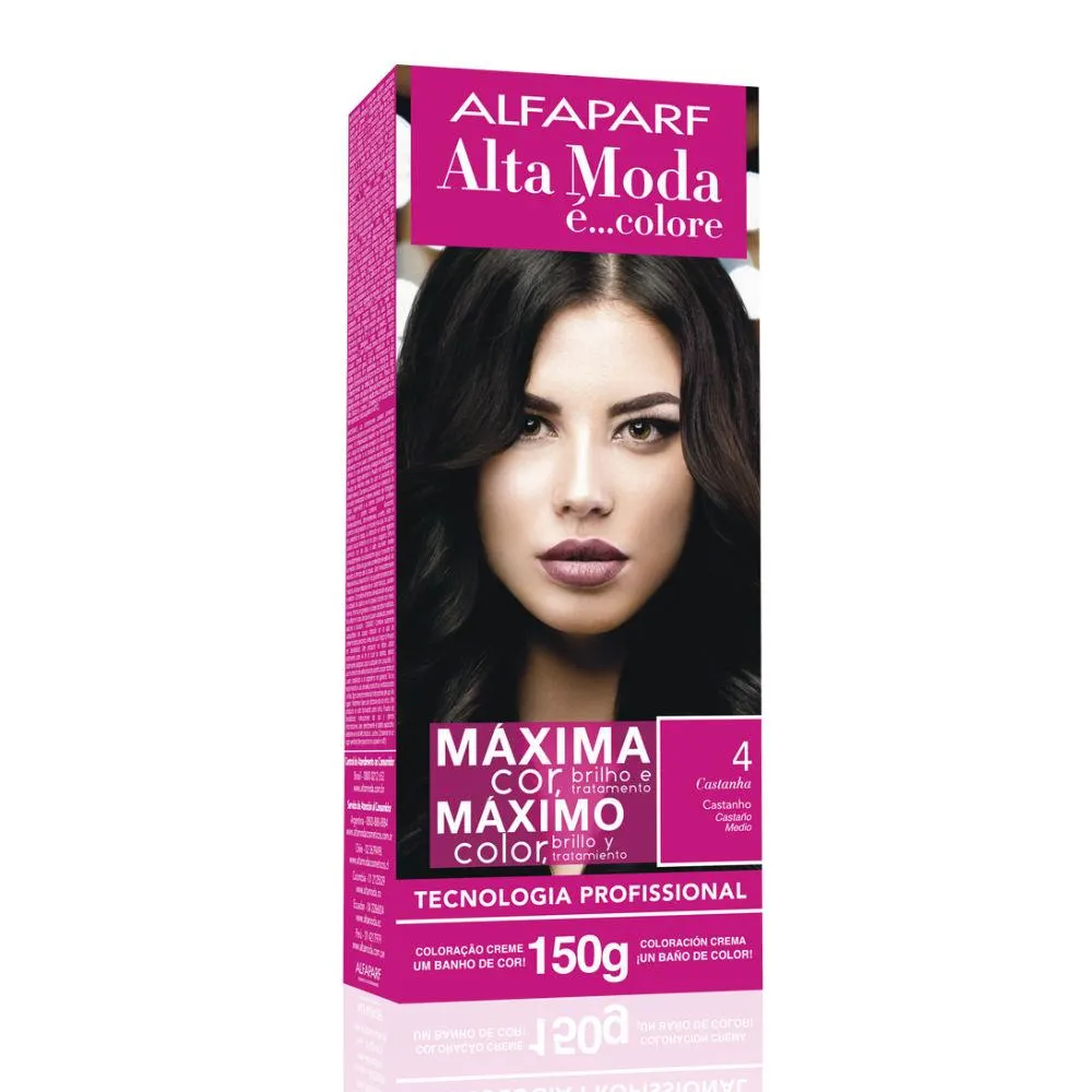 Tintura Alfaparf Alta Moda É Colore Castanho Médio 4 Castanha 150g