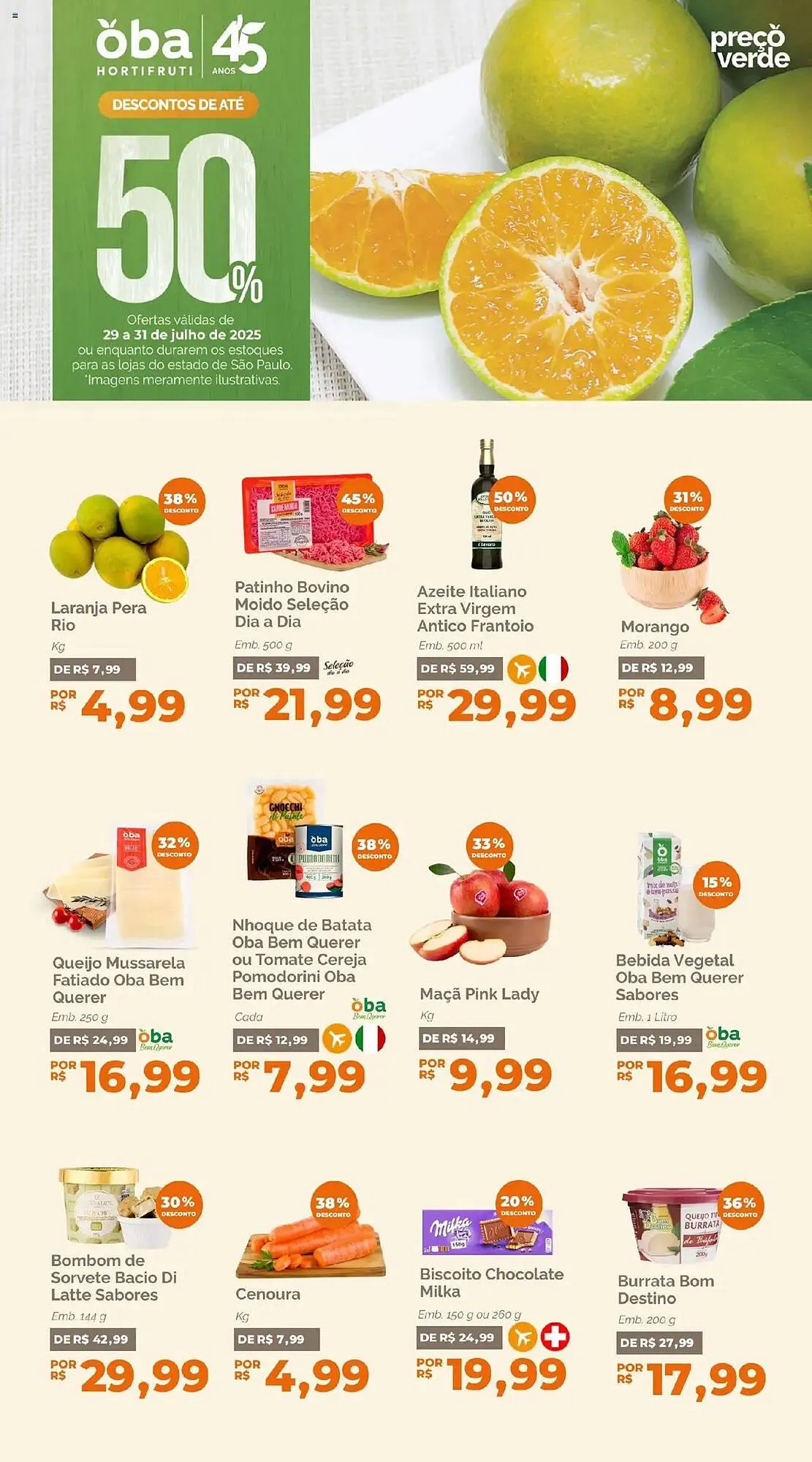 Encarte de Catálogo Oba Hortifruti 29 de julho até 1 de agosto 2025 - Pagina 1