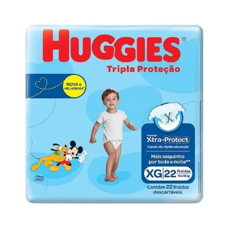 FRALDA HUGGIES XG 22 UND TRIPLA PROTECAO