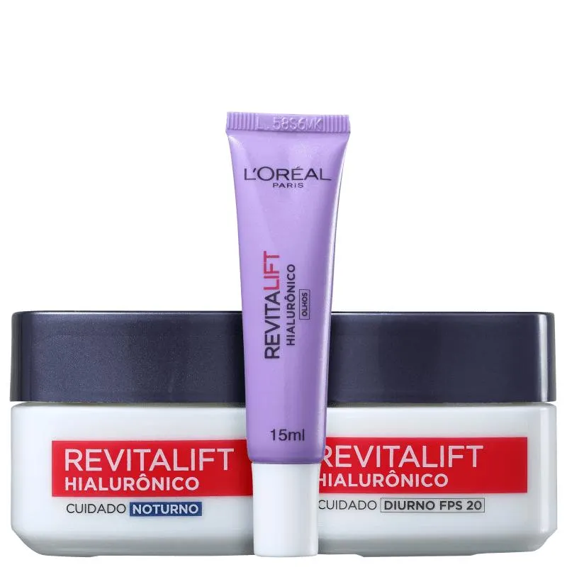 Kit L'Oréal Paris Revitalift Hialurônico Rosto e Olhos (3 Produtos)