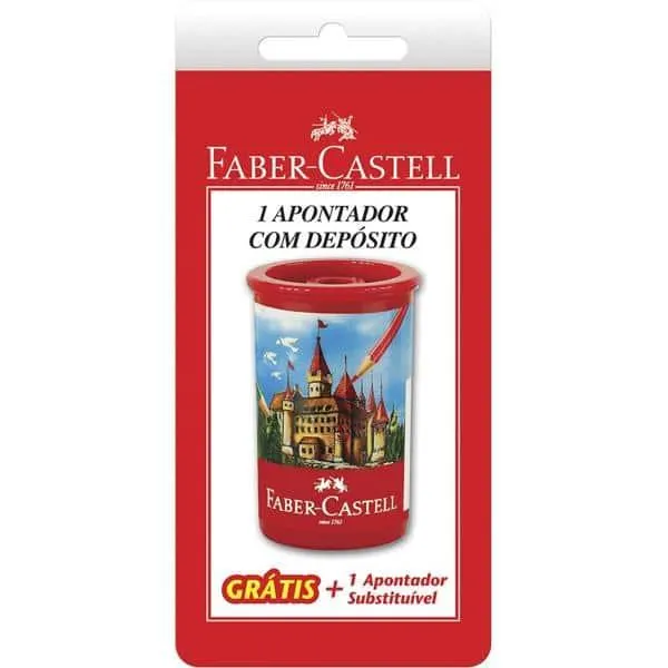 Apontador com Depósito Tubo Plástico, Estampas sortidas, Faber-Castell - BT 1 UN