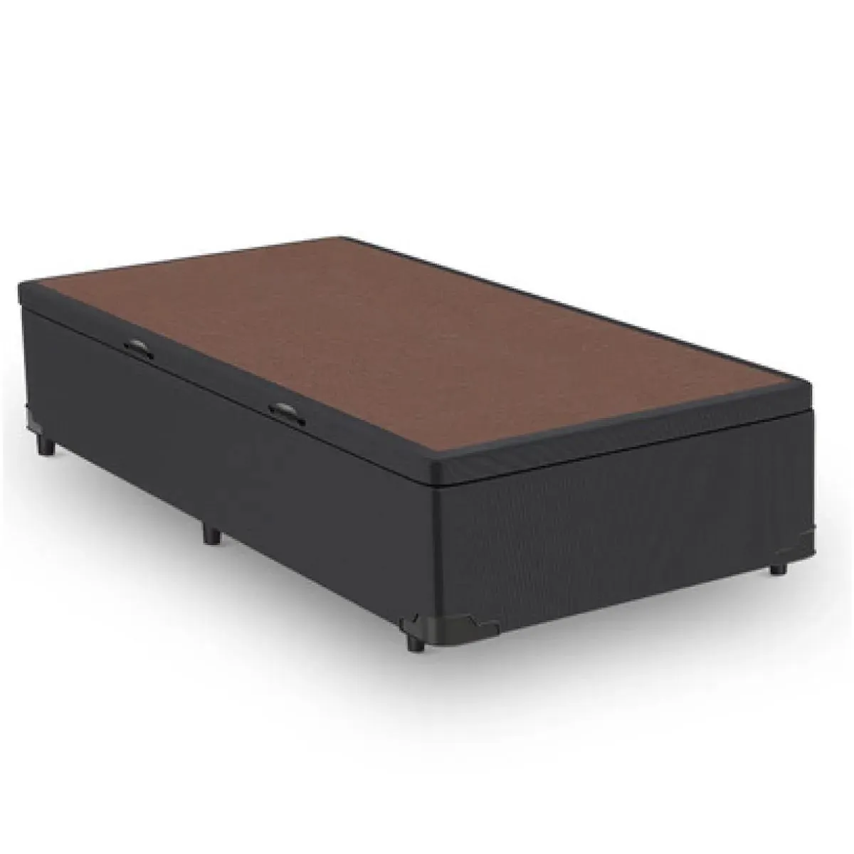 BASE CAMA BOX COM BAÚ ABERTURA LATERAL SUEDE CINZA