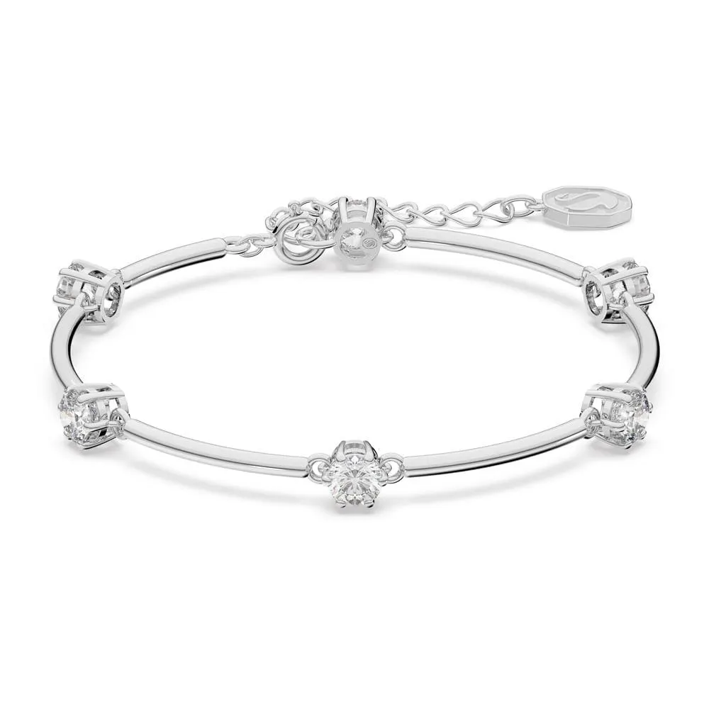 Bracelete Constella, Lapidação redonda, Branca, Banhado a ródio