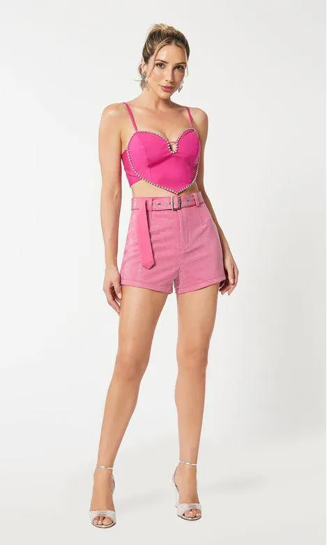 Short Cinto Termo Brilho - Pink