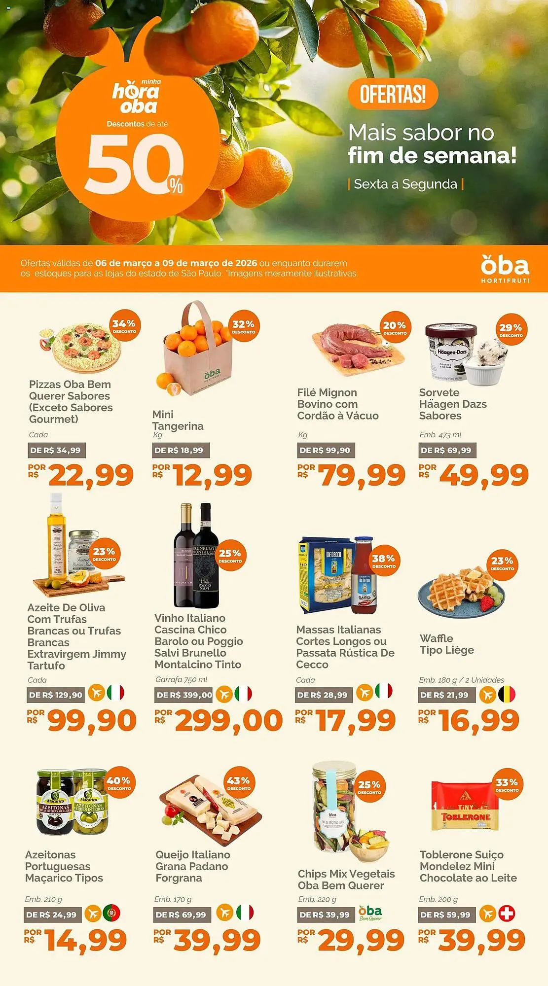 Encarte de Folheto Oba Hortifruti 6 de março até 9 de março 2026 - Pagina 1