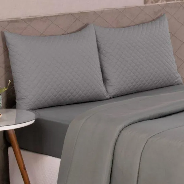 Porta Travesseiro Avulso 50x70cm Colors Cinza Brasão Vestcasa