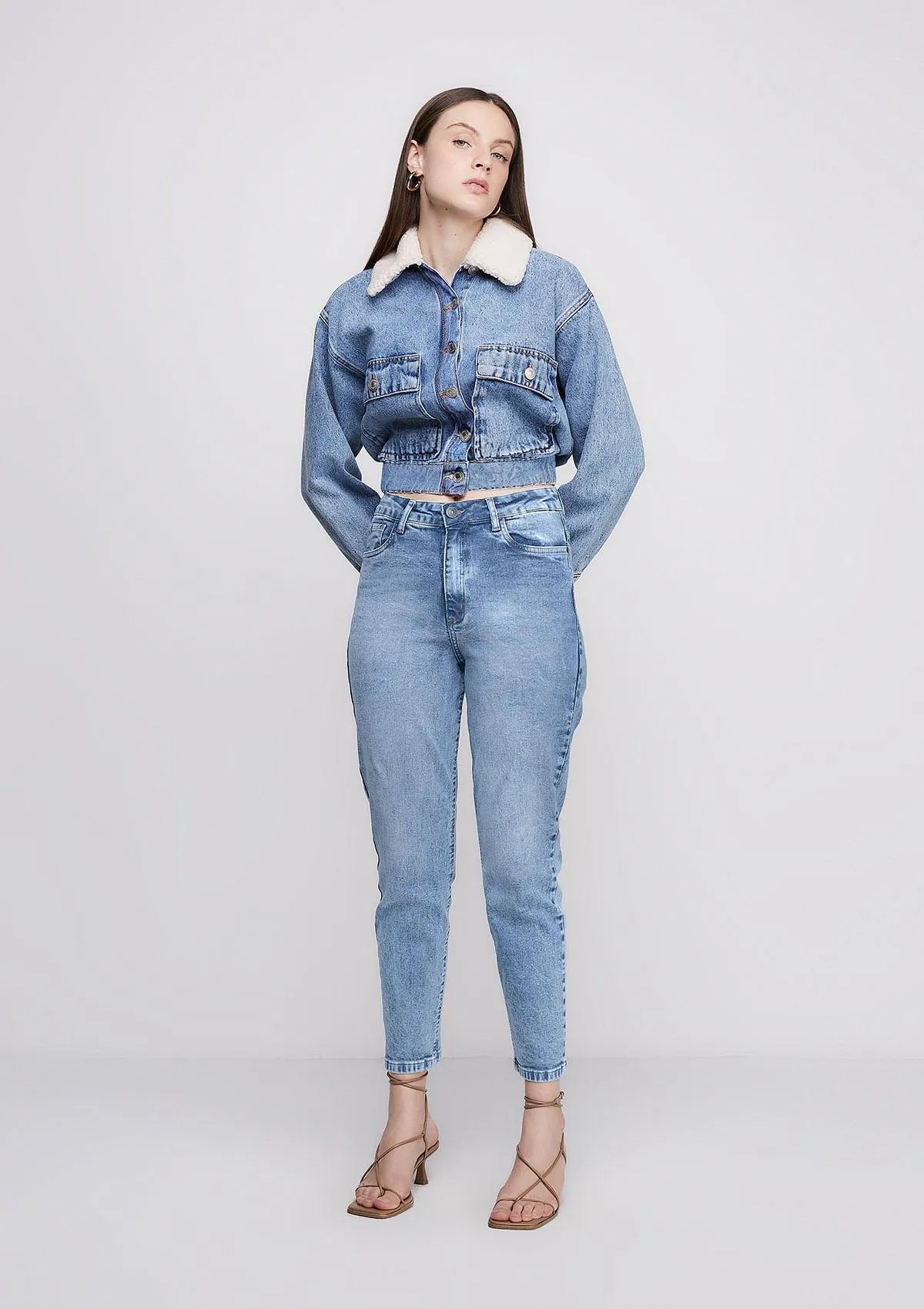 Calça Jeans Mom Cintura Alta - Azul