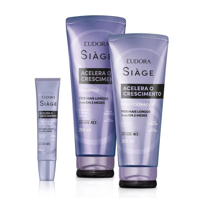 Combo Siàge Acelera o Crescimento: Shampoo 250ml + Condicionador 200ml + Tônico 65ml