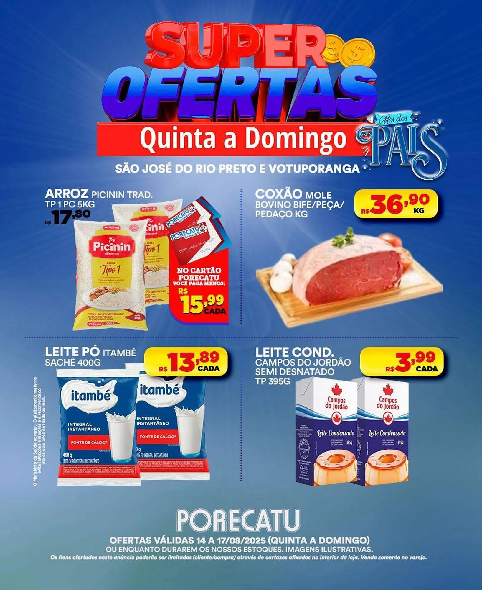 Encarte de Catálogo Supermercado Porecatu 14 de agosto até 17 de agosto 2025 - Pagina 1