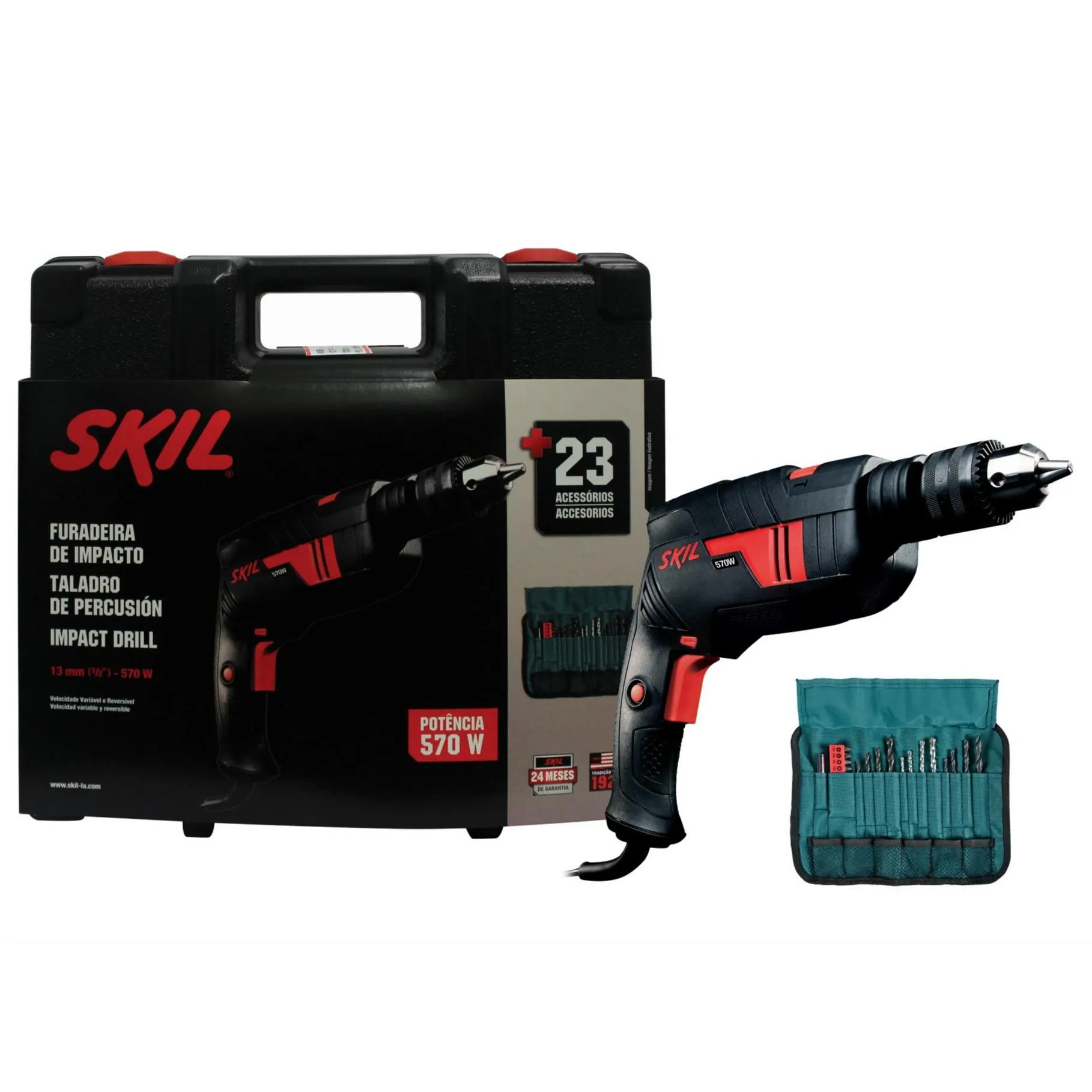 Furadeira de Impacto Skil 6555 570W 220V acessórios e maleta