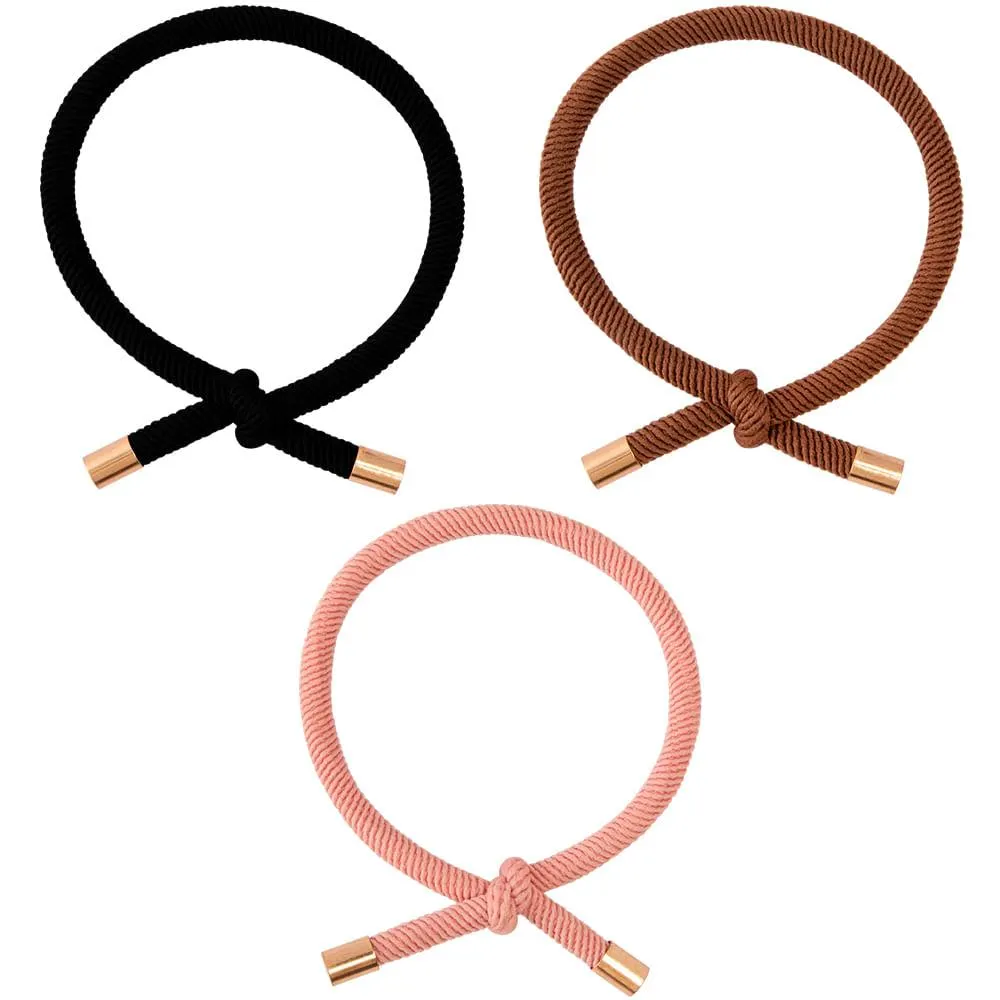 Kit Elásticos Para Cabelo Nó Poliéster Sortidos 3 Peças 6cm LM2817 - honeyhome