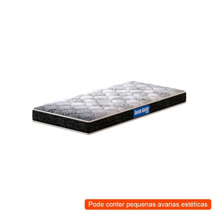 [OUTLET] Colchão Solteiro Guarda Costas Espuma D20 (12x88x188) Branco e Preto