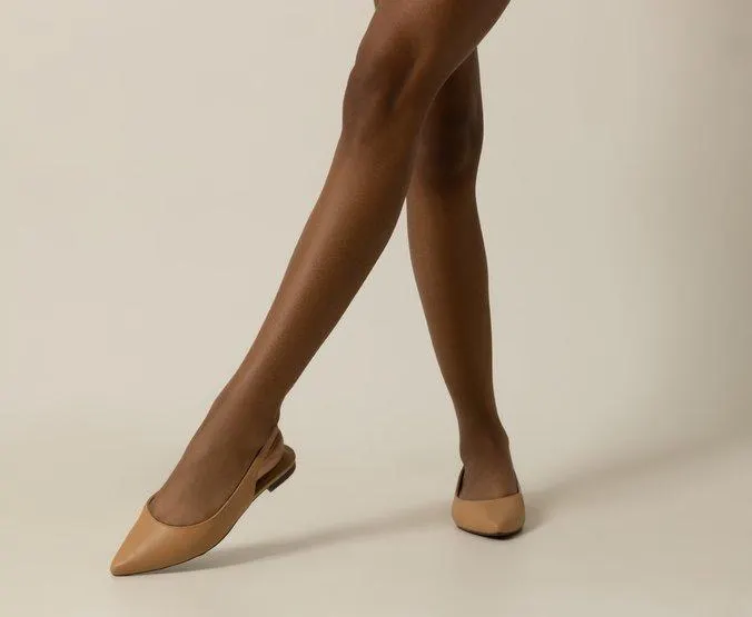 Sapatilha Slingback Bico Fino Bege
