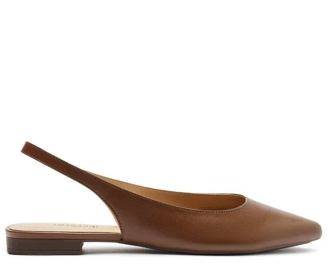 Sapatilha Slingback Bico Fino Marrom Cinnamon