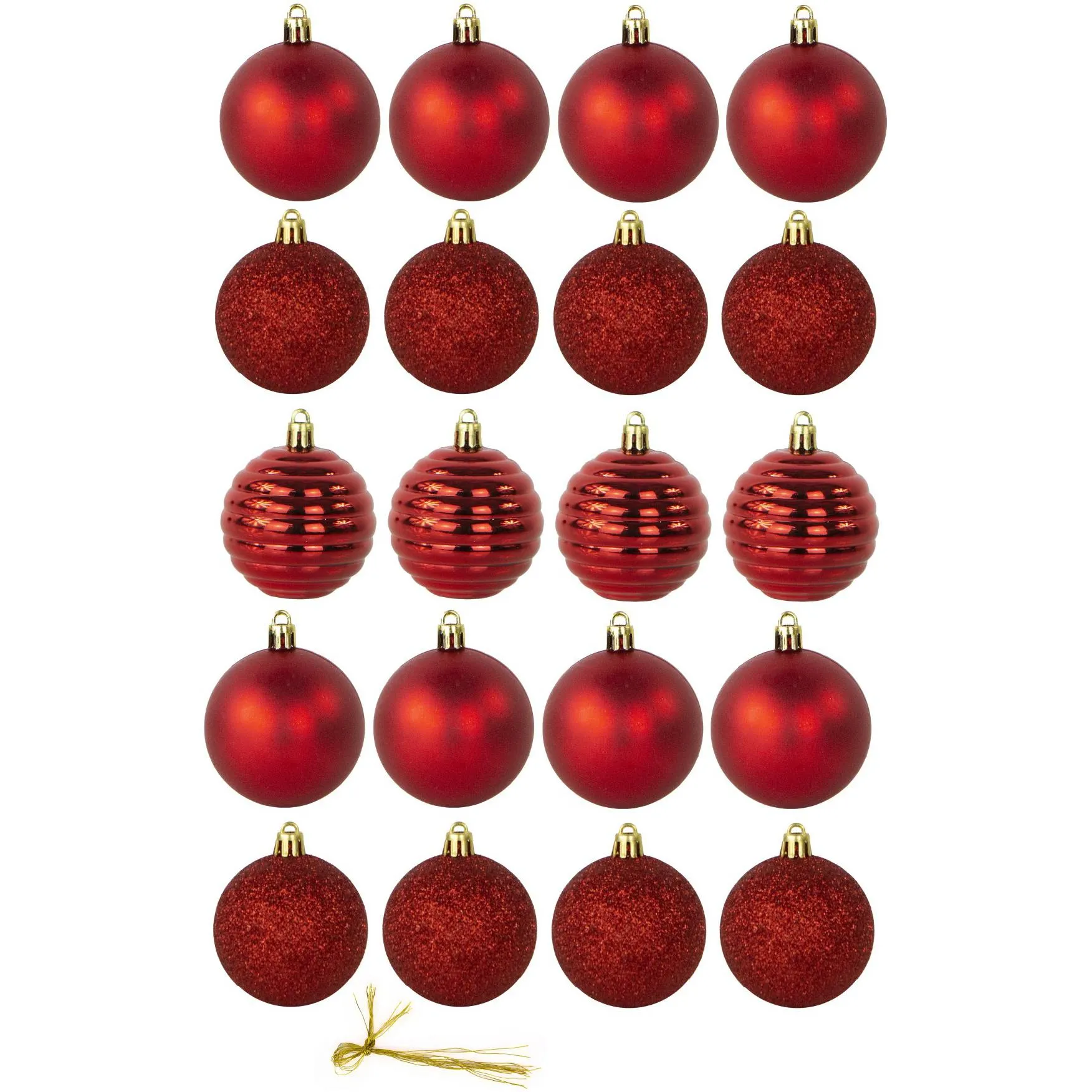 Kit de Bola de Natal Plástico 20 Peças 6cm Vermelho - Bianchini