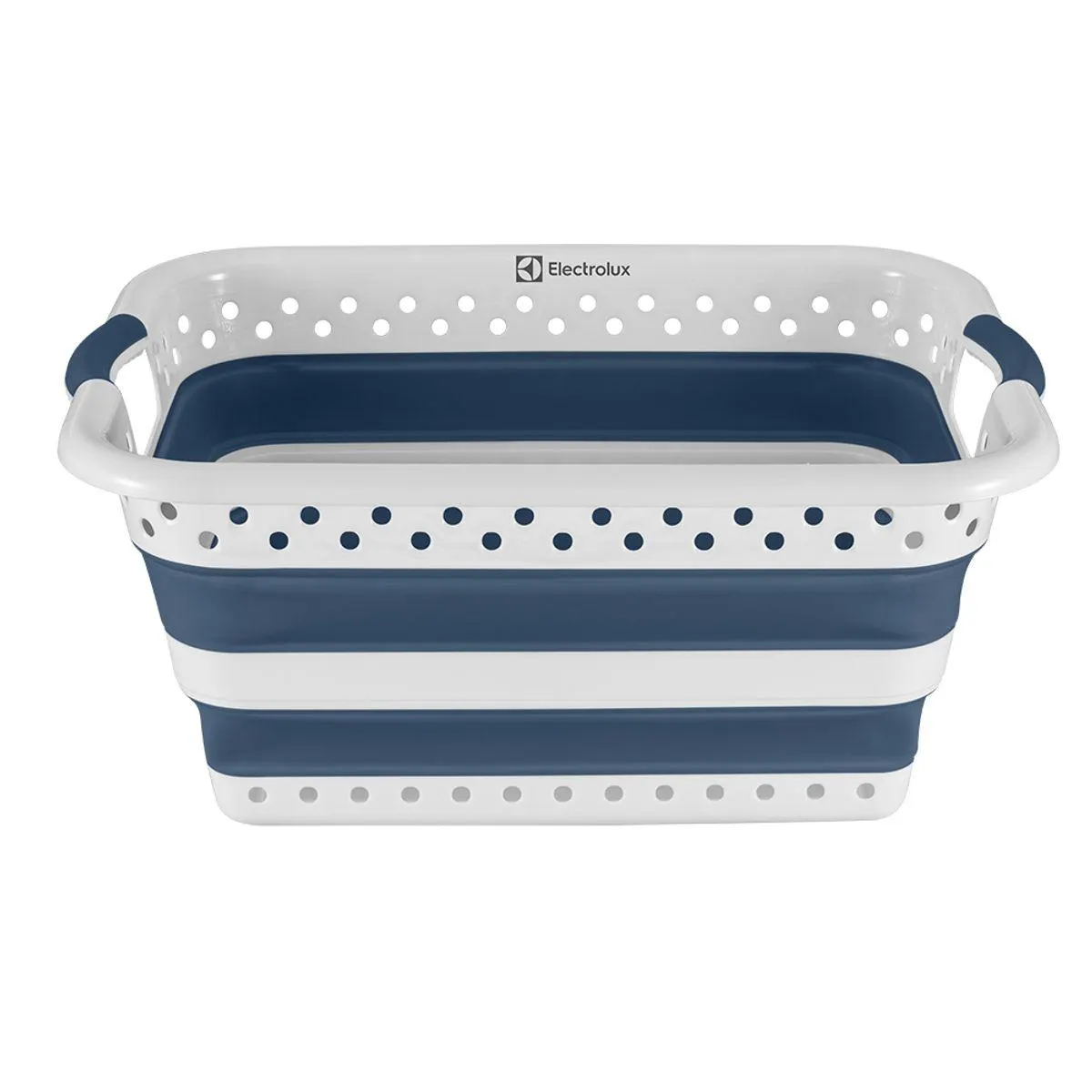 Cesto para Roupas Dobrável Electrolux 40 Litros Branco e Azul