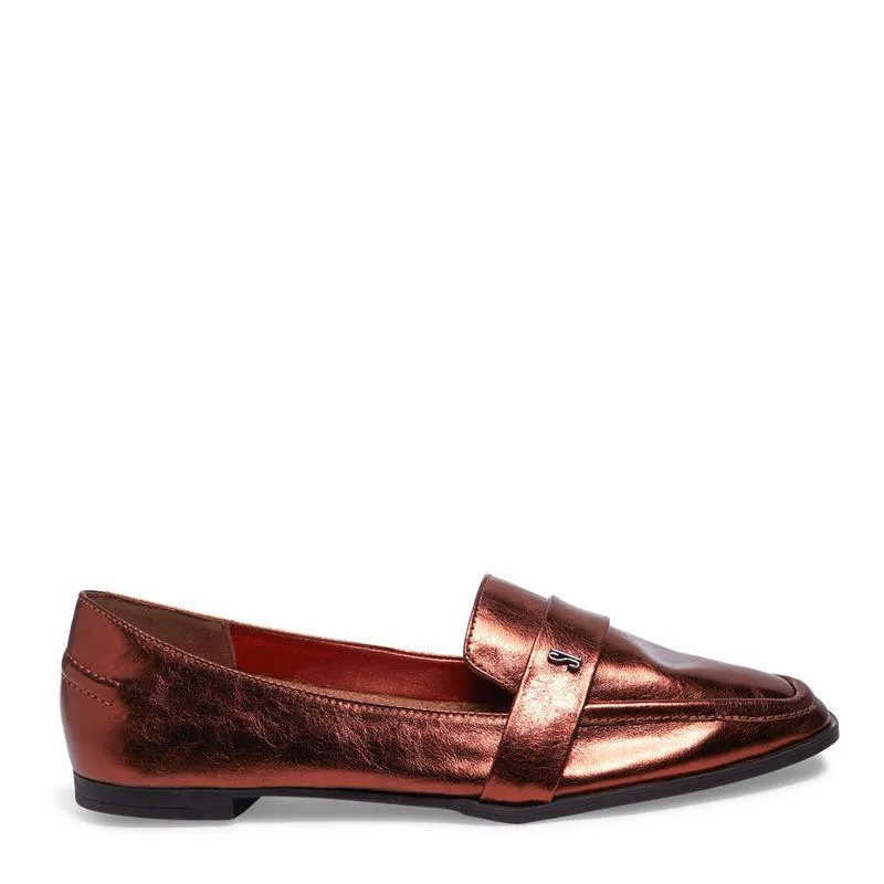 Mocassim Couro Nobre Soft Metalizado Borgonha