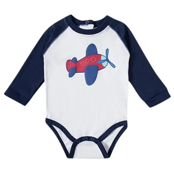 body avião manga longa meia malha bebê
