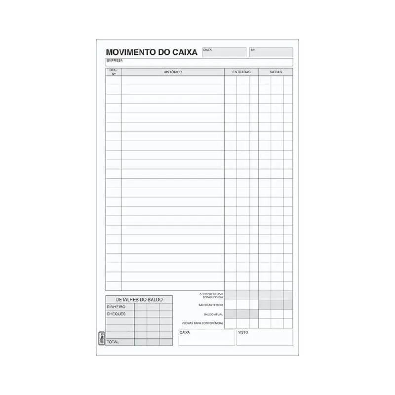 Talão Movimento de Caixa Pequeno 100 Folhas - Tilibra