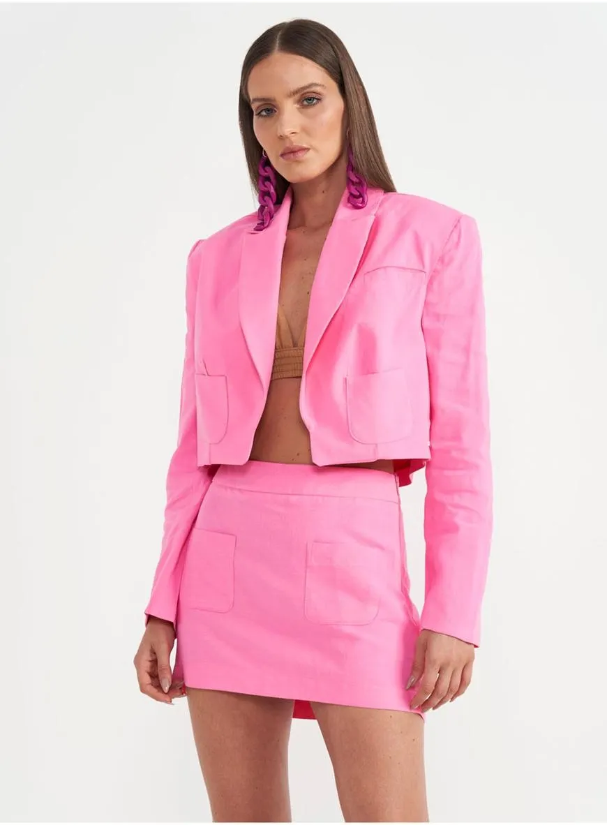 Blazer Cropped Com Bolso