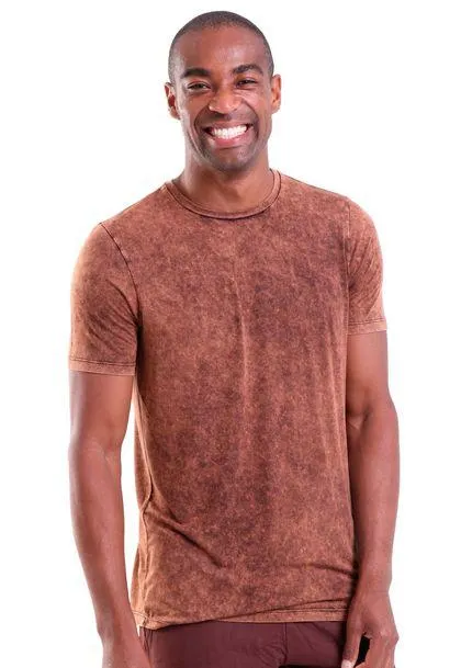 Camiseta Masculina Manga Curta Viscose Trendz Tie Dye Marrom