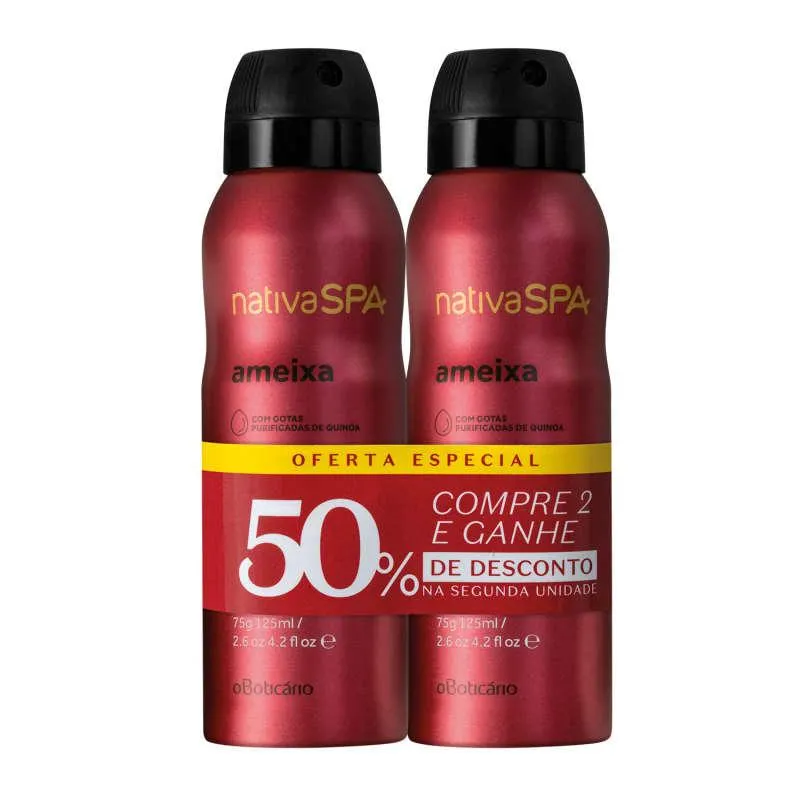 Kit Desodorante Aerossol Antitranspirante Nativa SPA Ameixa 2x75g/125ml