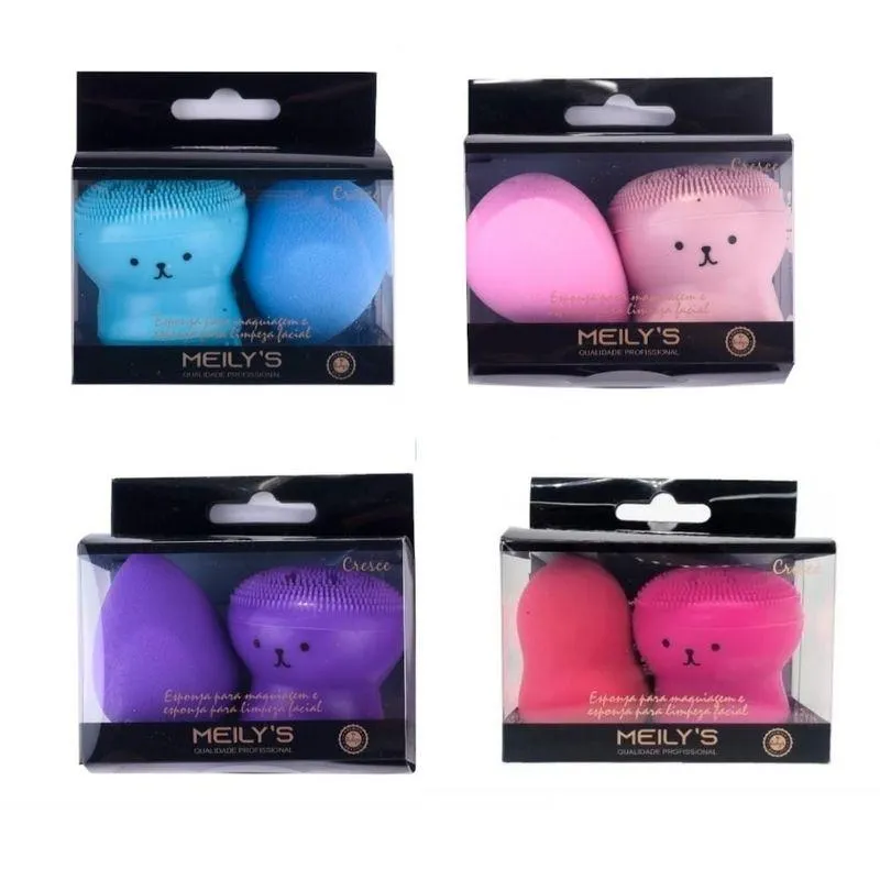 Kit Esponja Maquiagem E Limpador Facial Sortida - Meily's