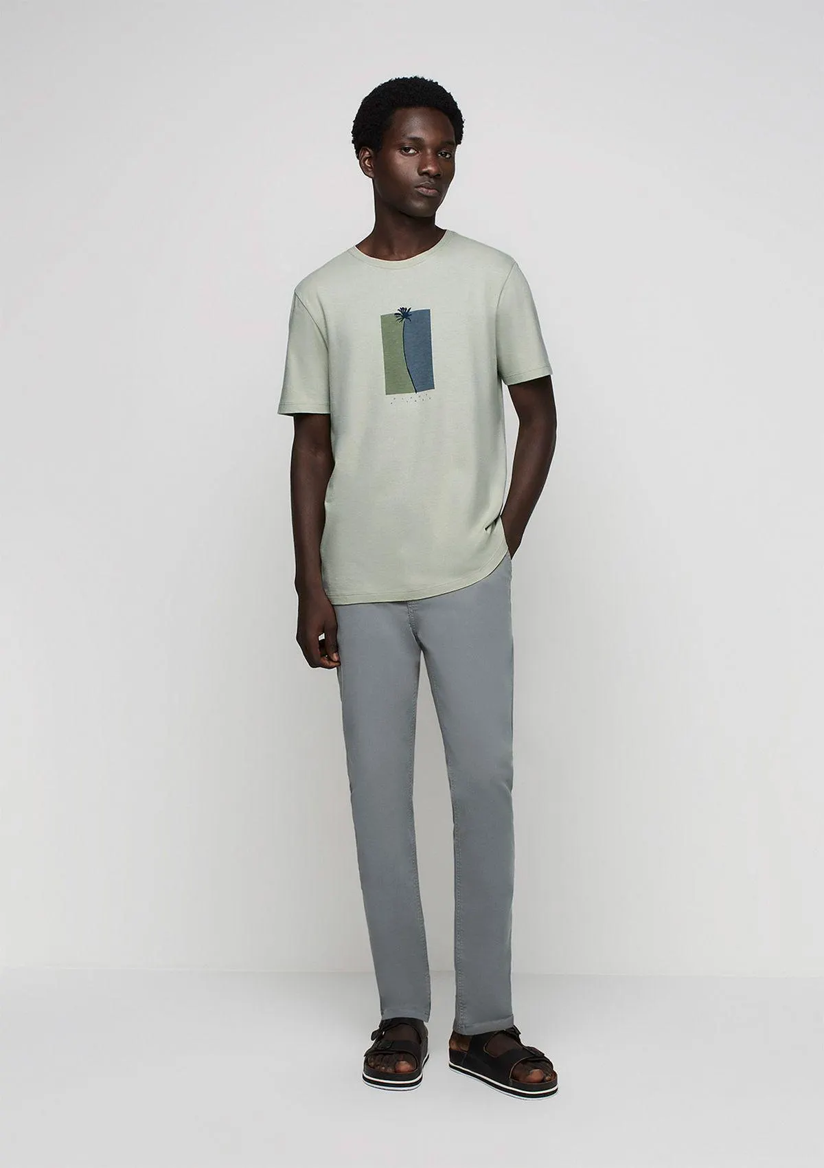 Calça Masculina Chino Em Sarja - Cinza