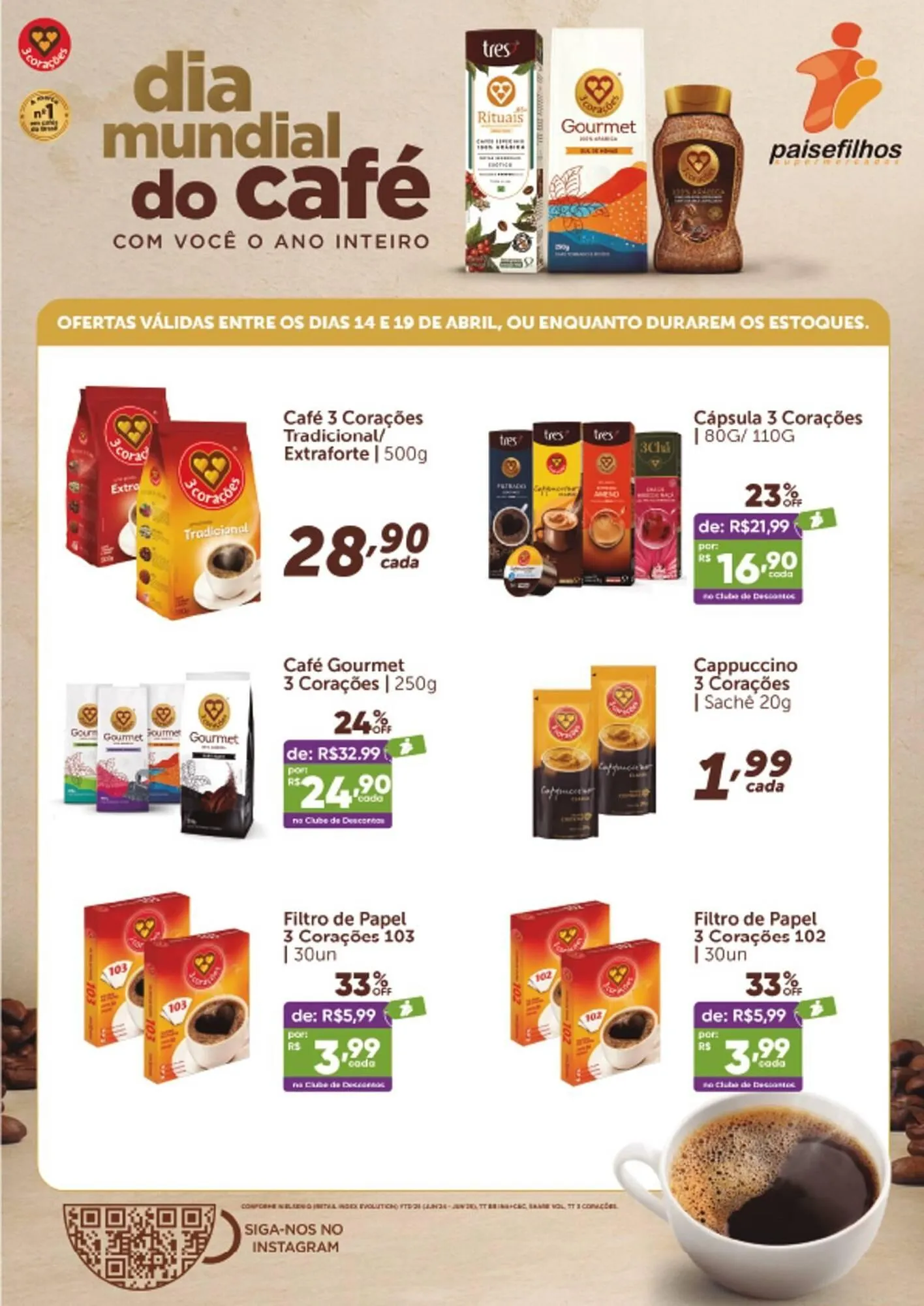 Encarte de Catálogo Pais e Filhos Supermercados 14 de abril até 19 de abril 2026 - Pagina 1