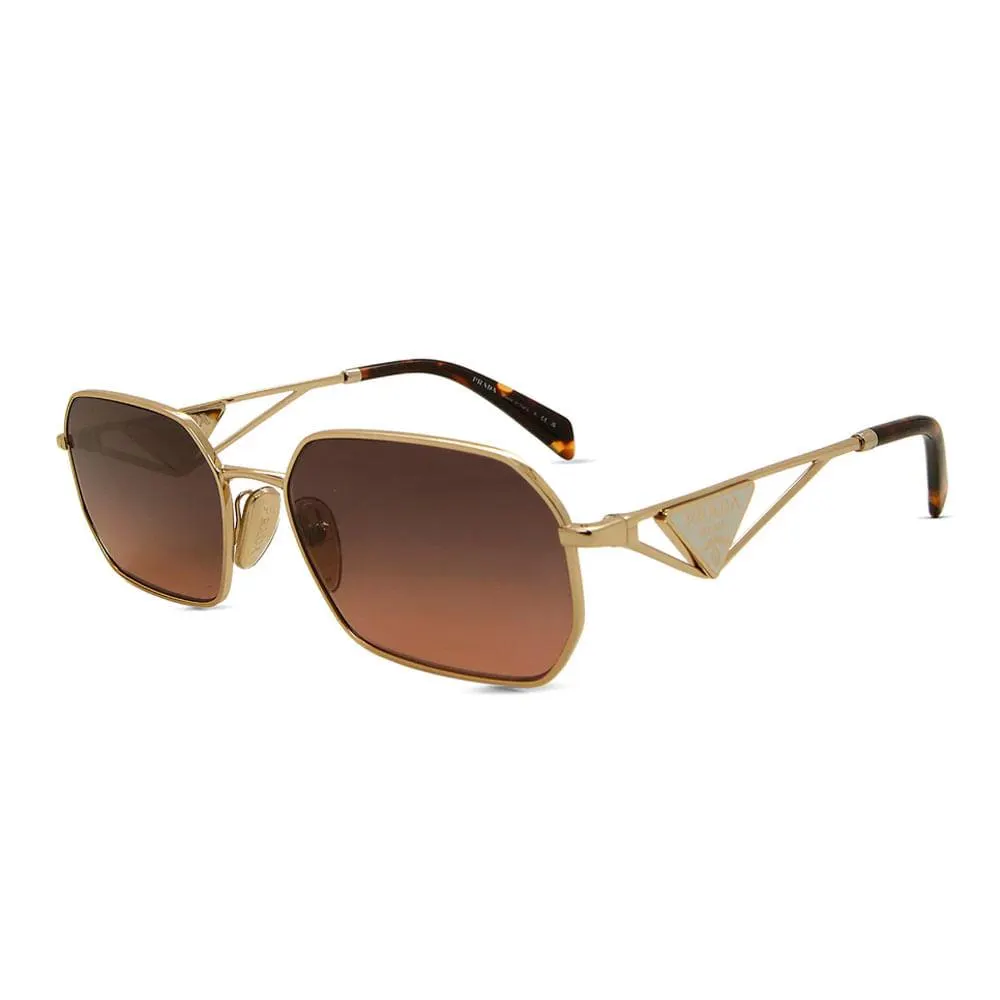Óculos de Sol Feminino Prada Geométrico PR A51S Cor Dourado