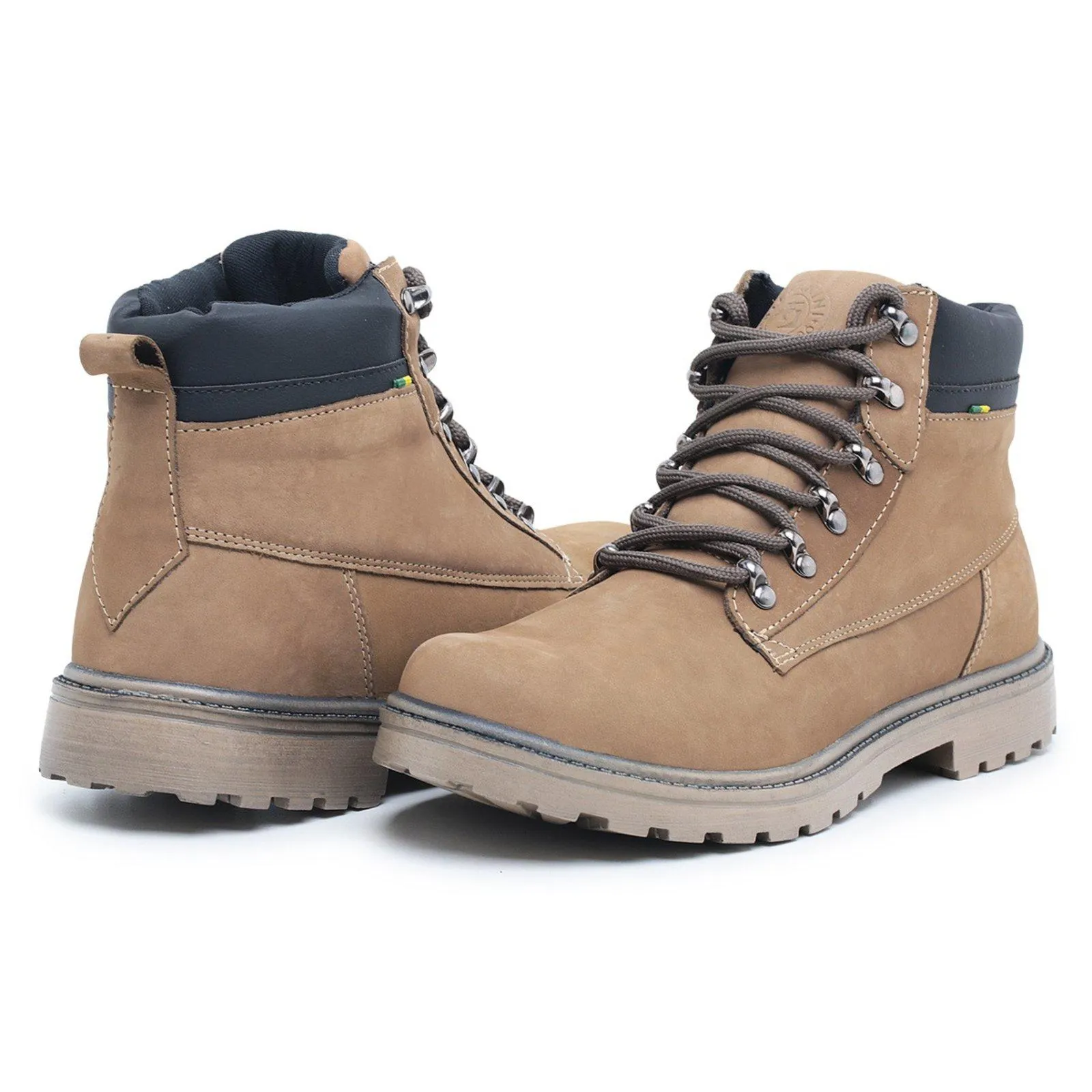 Bota Masculina Casual Coturno Couro Bege