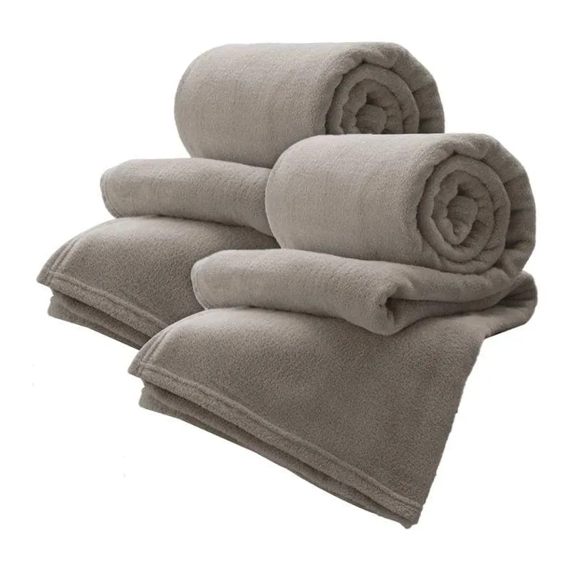 Kit com 2 Mantas Casal Home Design Lisa Na Cinta 100% Poliéster Bege 1,80x2,20m - Corttex