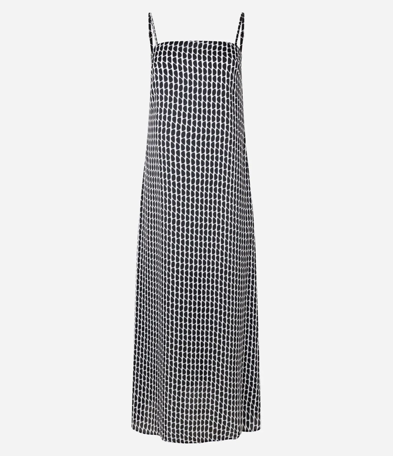 Vestido Midi em Crepe com Estampa Abstrata Cinza