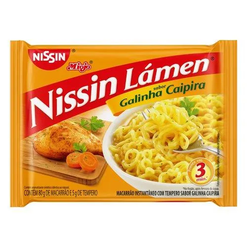 Macarrão Instantâneo Lámen Galinha Caipira Nissin Miojo Pacote 85g
