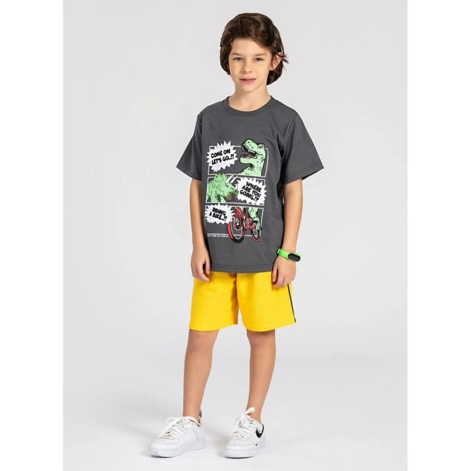 Conjunto Curto Menino Blusa e Bermuda Dino