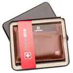 Carteira Masculina de Couro com porta cartão e Documento Suissewin Café